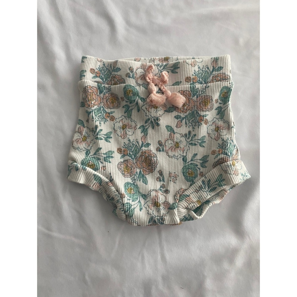 Cat & Jack Baby Girl Floral Ribbed Cottagecore Bloomers 6-9 Months White Pink